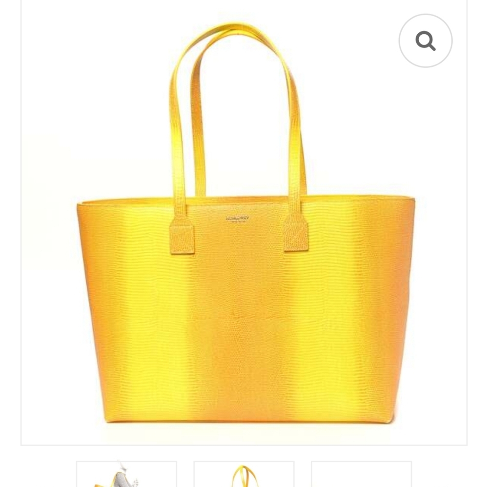 Vibrant Yellow Tote Bag, Burberry Calfskin Lizard Embossed